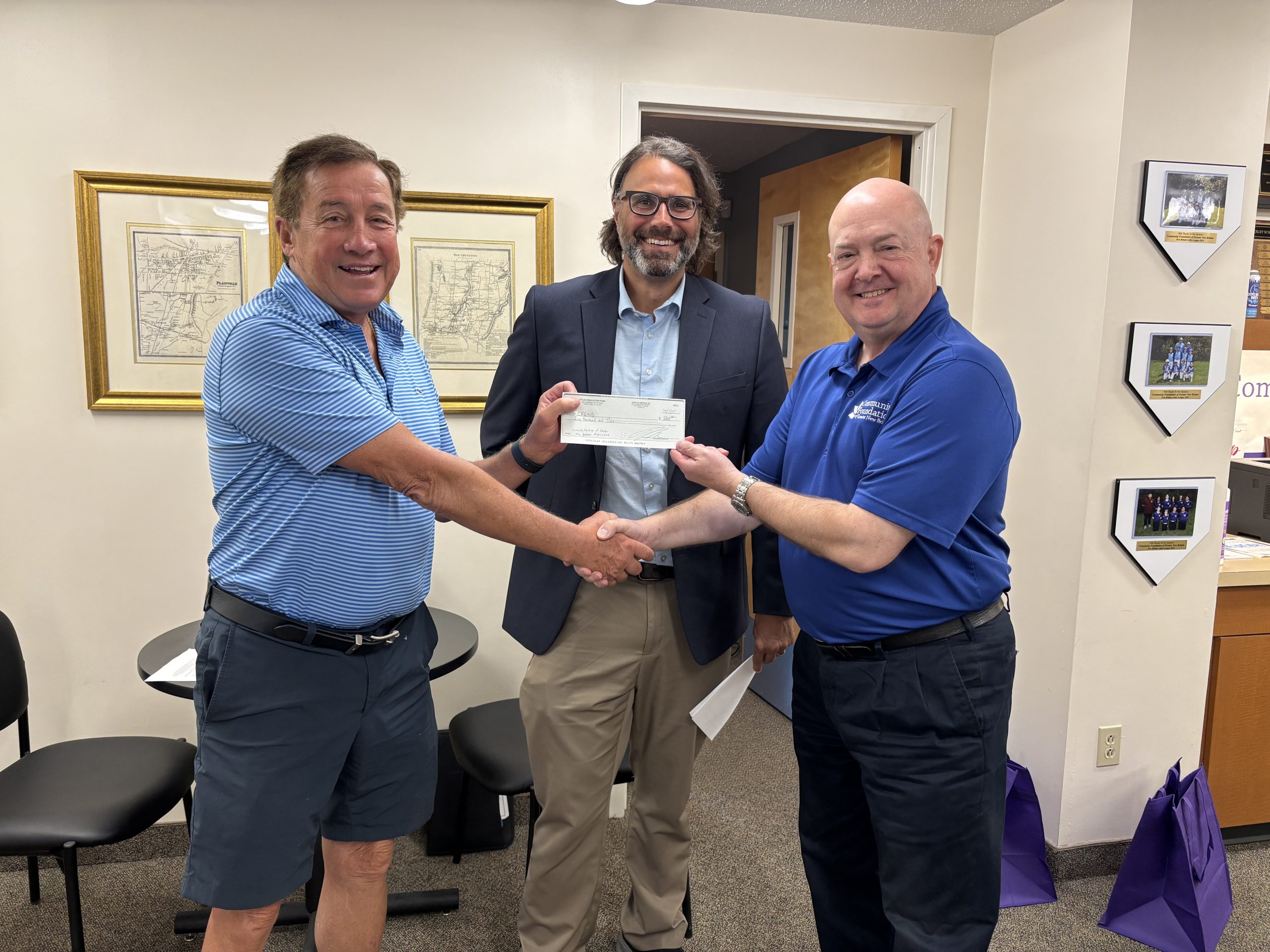 Thomas J. Kehoe, Treasurer of CTLCV (far left) Mike Urgo, President of CTLCV (middle) David Obedzinski, President of CFGNB (right)